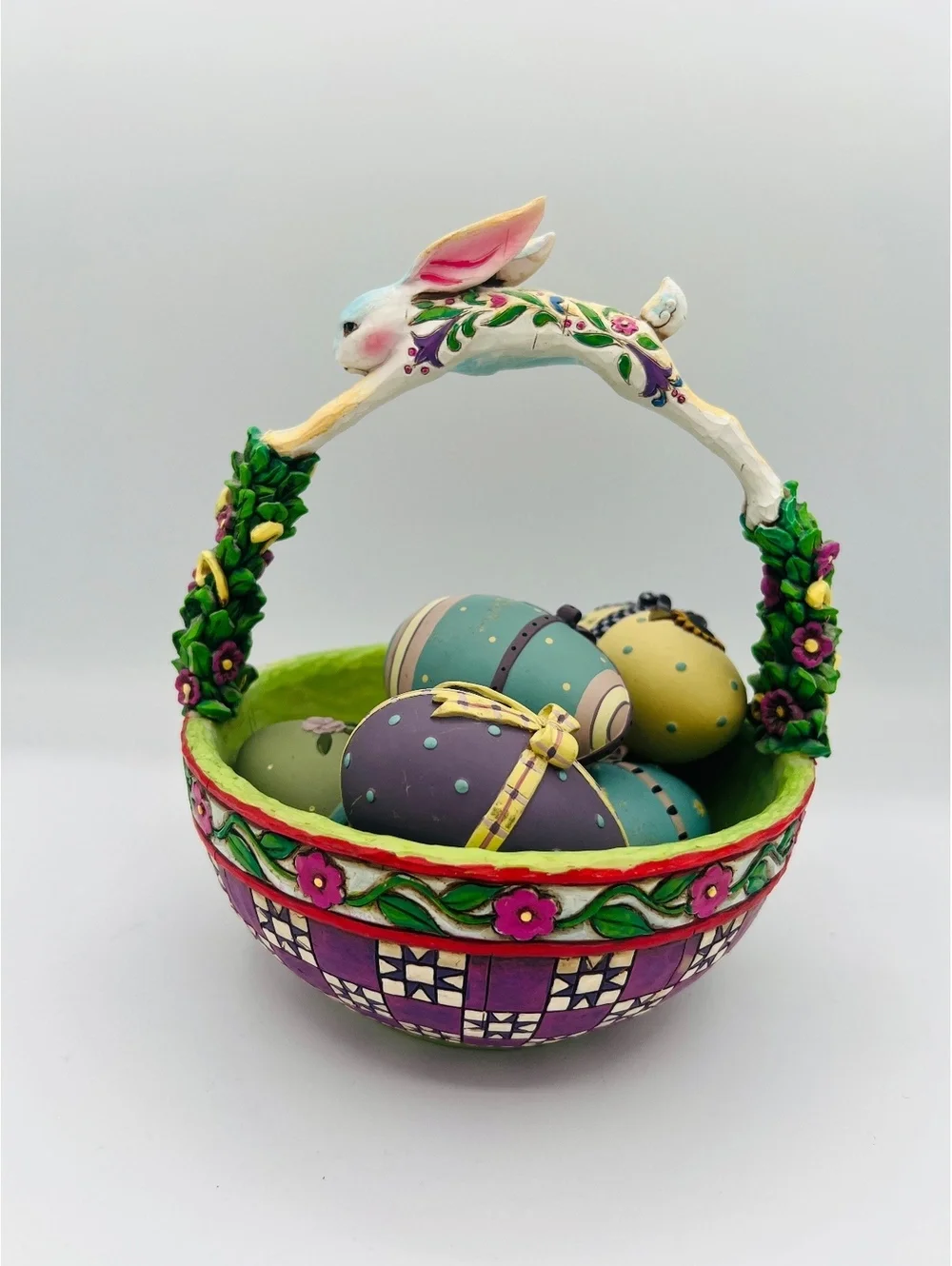 2005 Jim Shore Springtime Surprises Easter Basket with Decorative Eggs